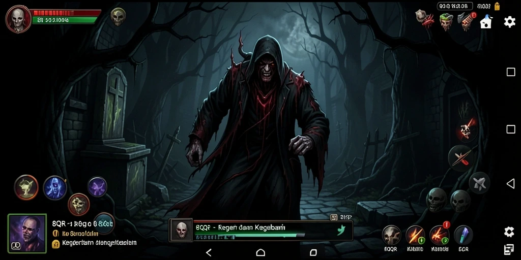 Screenshot gameplay 8QR yang menampilkan momen-momen horor intens.