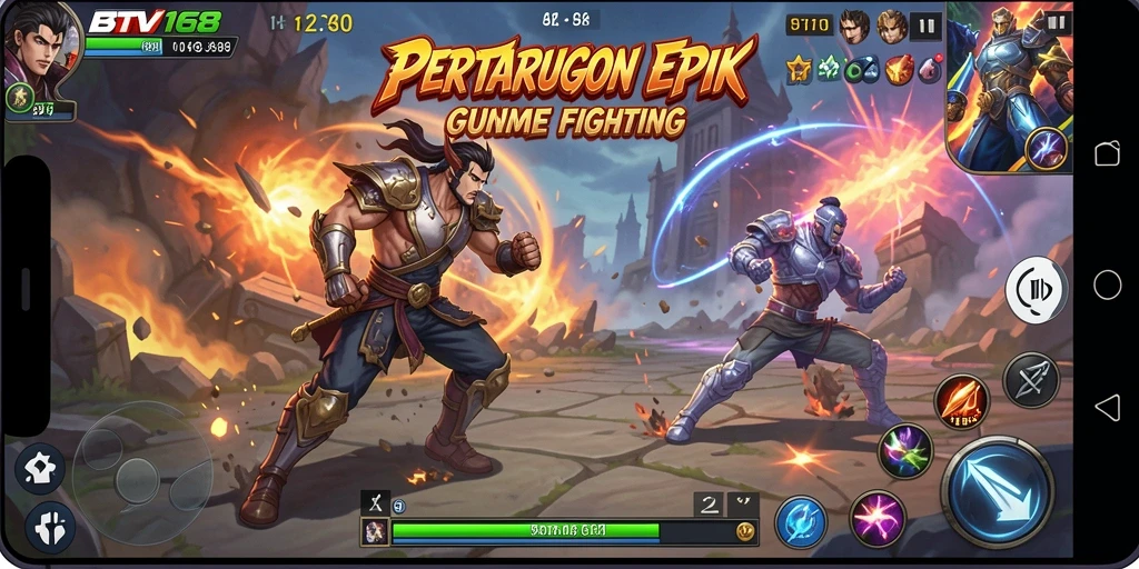 Tampilan gameplay intens dengan karakter Fighting yang menakjubkan.