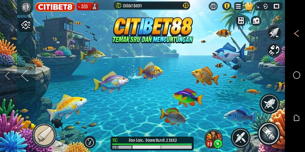 Tampilan gameplay seru CITIBET88 dengan aksi menembak ikan.