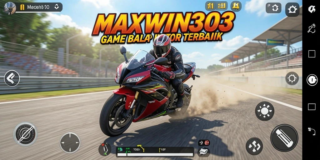 Tampilan gameplay seru di MAXWIN303 dengan aksi balap motor yang cepat.