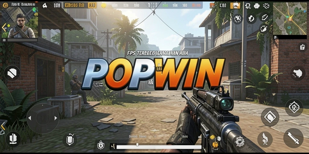 Tampilan gameplay yang mendebarkan dalam POPWIN dengan aksi tembak-menembak intens.