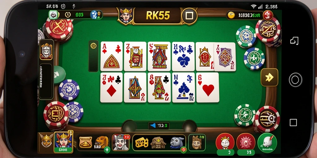 Screenshot gameplay RK55 yang menampilkan aksi domino seru.