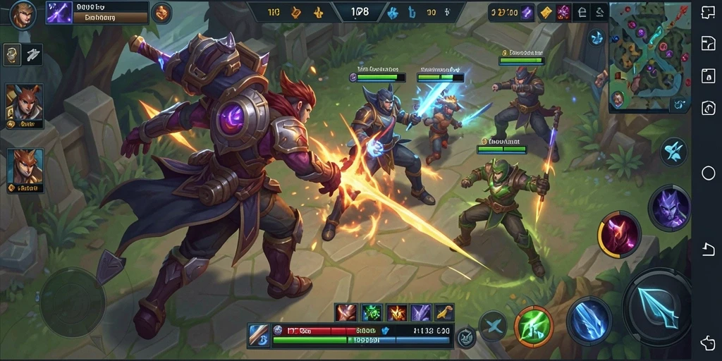 Screenshot menunjukkan aksi seru dalam gameplay MOBA RP8.